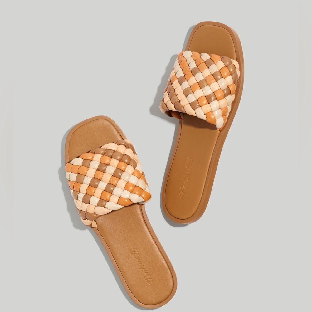 Madewell Suzi Slide Sandal in Multi Woven Leather NIB